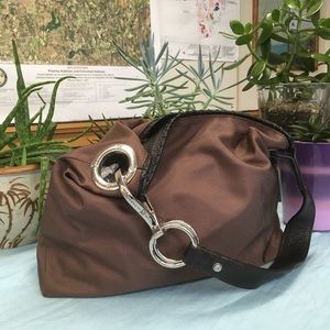 JPK Paris 75 Brown Nylon Bucket Bag w Leather Trim